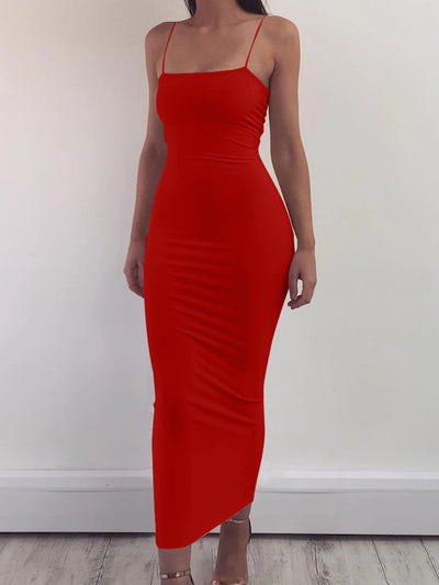 2025 New Spring Summer Women's High Elastic Sleeveless Backless Dress Long Sling Dresses Club Sexy Suspender Dress - Smarsty