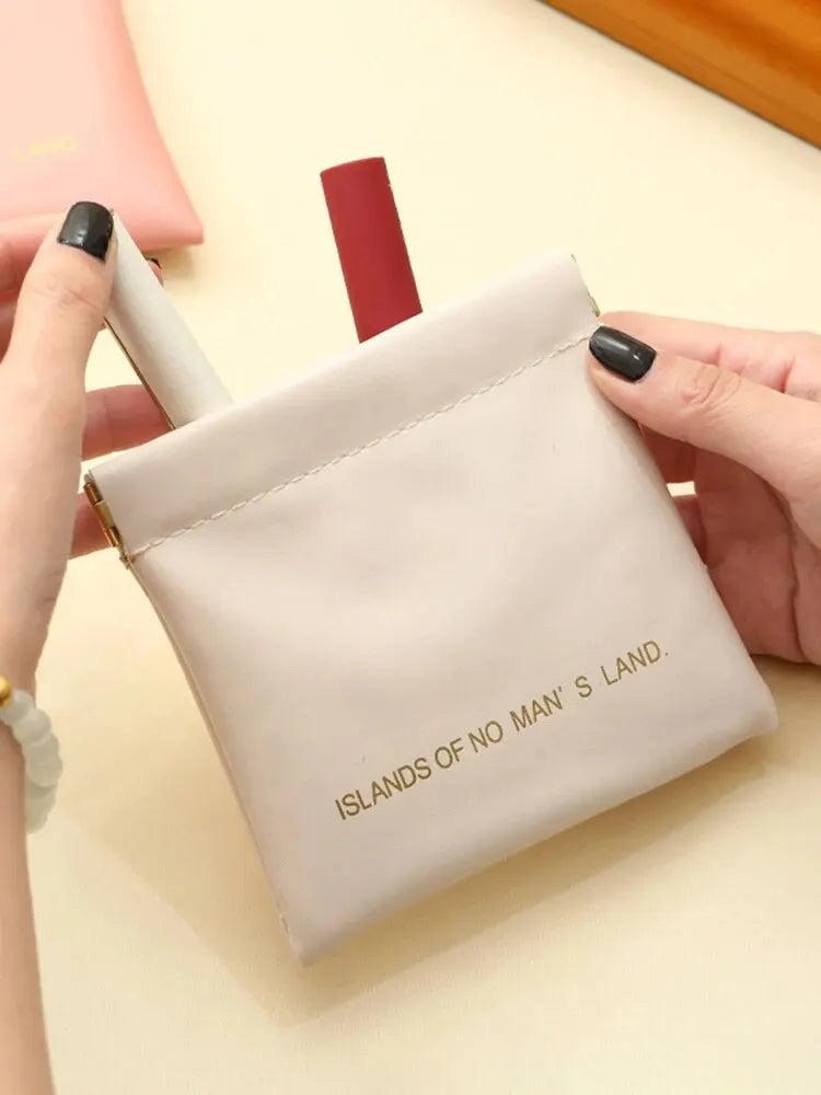 Pu Makeup Bag Storage Bags Shrapnel Bag Automatic Closing Data Cable Headphone Storage Bag Red Envelope Coin Purse Waterproof - Smarsty