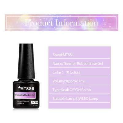 Auroras Thermal Rubber Base Gel Nail Polish Long Lasting Glitter - Smarsty