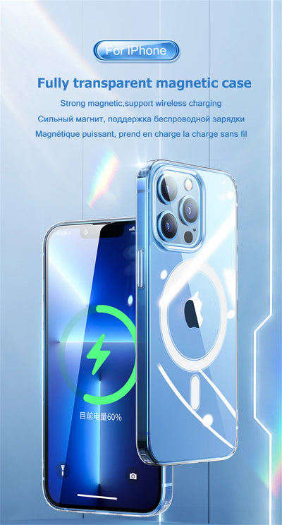 Smarsty MagSafe Clear Case for iPhone Magnetic Wireless Charging -