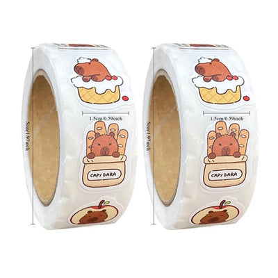 500 stickers capybara roll stickers high value cute cartoon decorative stickers sealing stickers - Smarsty