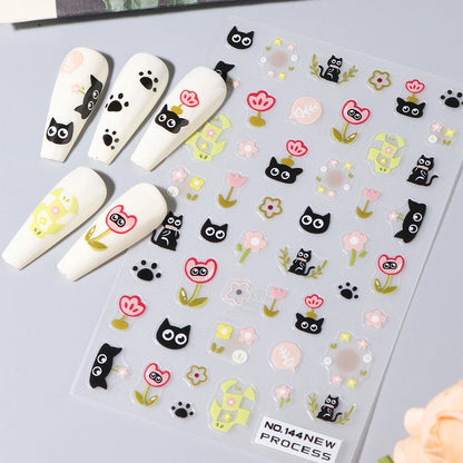 Cute Black Cat Nail Stickers for Fun Manicure Decor - Smarsty