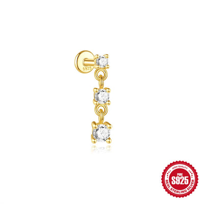 925 Silver Star Moon Zircon Stud Earrings Hypoallergenic - Smarsty