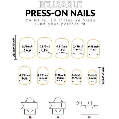 24 Piece Long French Minimalist Color Matching Nails Set - Smarsty