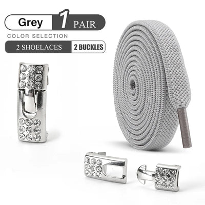 No Tie Shoe Laces Diamond Buckle Elastic Laces Shoelaces Sneaker Kids Adult Shoelace Suitable For Sports Casual Shoes Boots - Smarsty