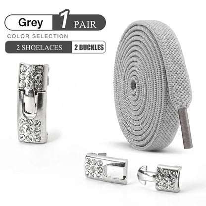 No Tie Shoe Laces Diamond Buckle Elastic Laces Shoelaces Sneaker Kids Adult Shoelace Suitable For Sports Casual Shoes Boots - Smarsty