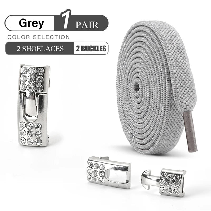 No Tie Shoe Laces Diamond Buckle Elastic Laces Shoelaces Sneaker Kids Adult Shoelace Suitable For Sports Casual Shoes Boots - Smarsty