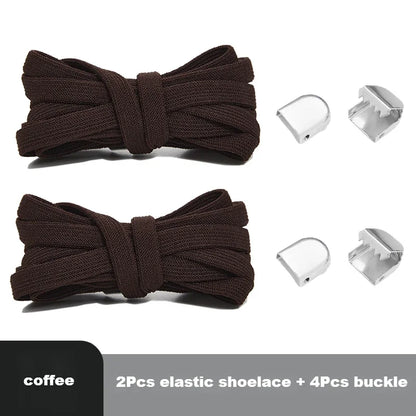 Flat Elastic Shoe Laces Sneakers No Tie Shoelaces for Shoes Tennis Quick Shoelace Clips Without Ties Shoe Accessories Kids Adult - Smarsty