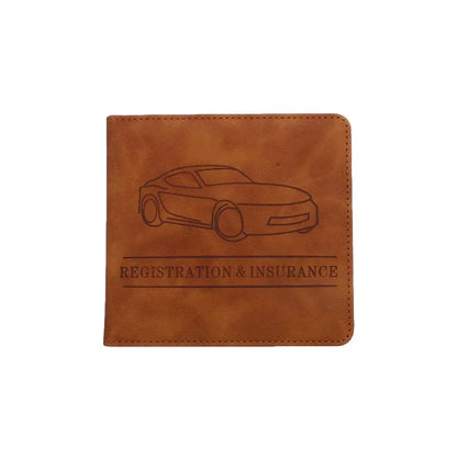 Car Registration Driver's License and Insurance Card Holder - Leather Vehicle Glove Box Automobile Documents Paperwork Organizer