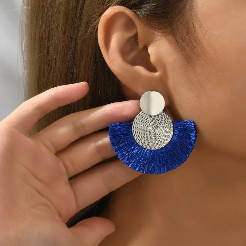 Bohemian Big Tassel Drop Earrings for Stylish Wedding Look - Smarsty