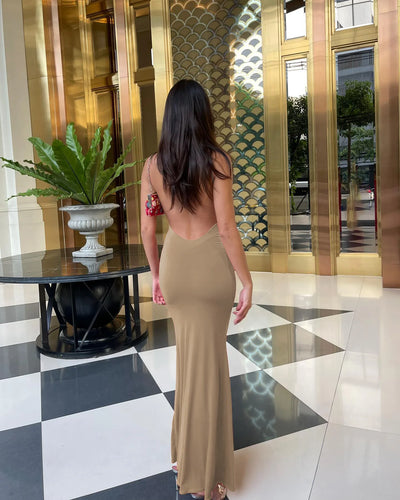 Hugcitar 2025 Spring Solid Sleeveless Backless Elegant Sexy Bodycon Y2K Maxi Prom Dress Women Clothes Birthday Party Casual Y2K - Smarsty