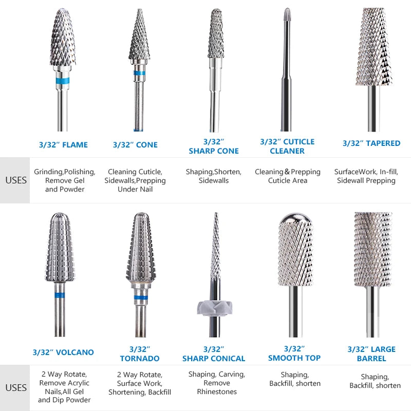 Electric Nail Drill Bit Stainless Steel for Manicure - Smarsty