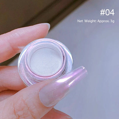 Aurora Pearl White Nail Glitter Powder for Stunning Designs - Smarsty