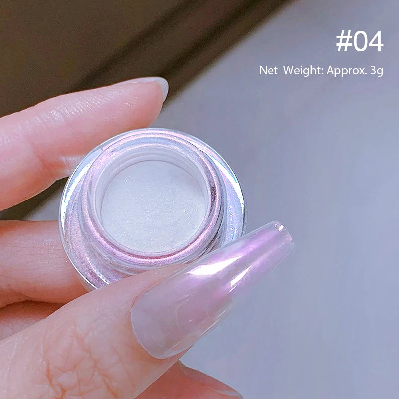 Aurora Pearl White Nail Glitter Powder for Stunning Designs - Smarsty