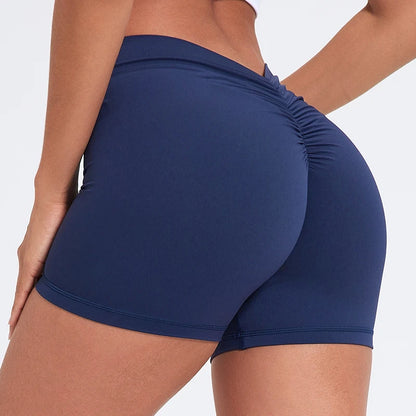 Sexy V-Back Shorts High Waisted Hip Lifting Yoga Shorts Women's Nylon Tight Fitting Shorts Training Sports Fitness Pants - Smarsty