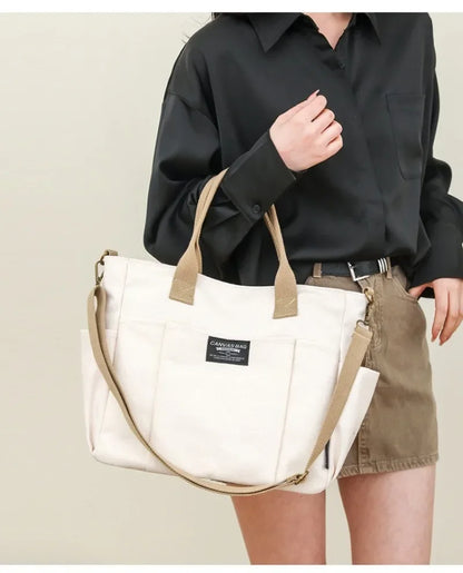 Canvas Ladies Bag Large Capacity Shoulder Tote For Students - Smarsty