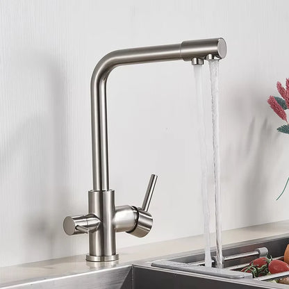 Chrome Kitchen Faucet with Pure Water Filter and Dual Handles - Smarsty