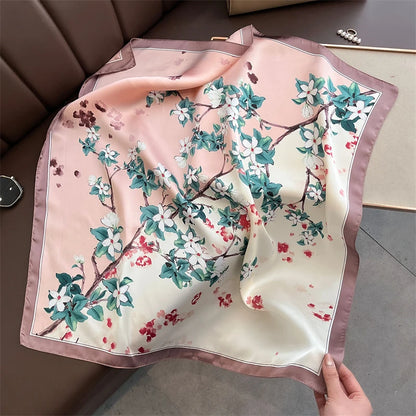 Luxury Silk Skinny Scarf with Cat Print for Women - Smarsty