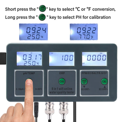 Tuya WiFi 8 In 1 Water Quality Tester with Digital Display - Smarsty