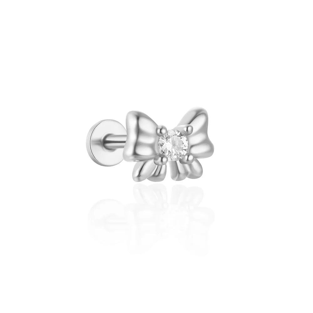 Sterling Silver Heart Zircon Stud Earrings Elegant Gift - Smarsty