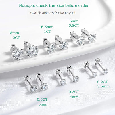 GRA Certified Moissanite Stud Earrings Sterling Silver - Smarsty