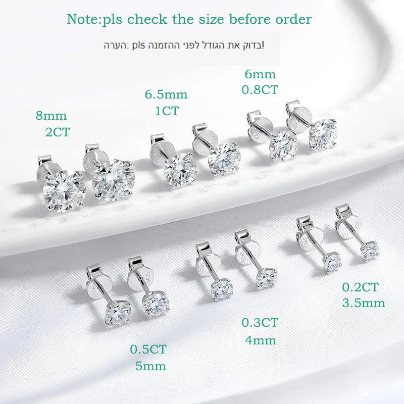 GRA Certified Moissanite Stud Earrings Sterling Silver - Smarsty