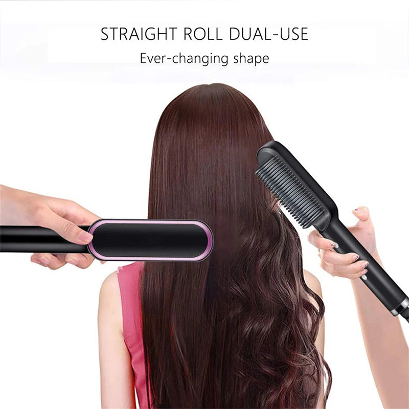 Electric Hair Straightener Brush Fast Heating Ceramic Design - Smarsty