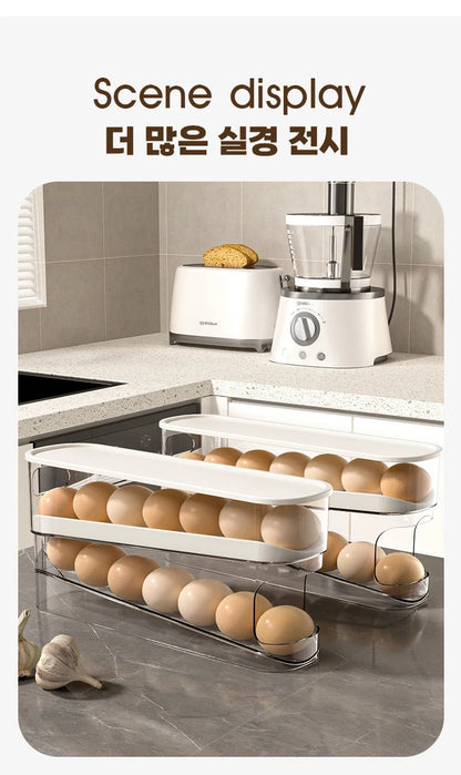 Slide Type Egg Carton Double Automatic Egg Roller Refrigerator Side Door Egg Storage Kitchen Countertop Egg Holder by Smarsty