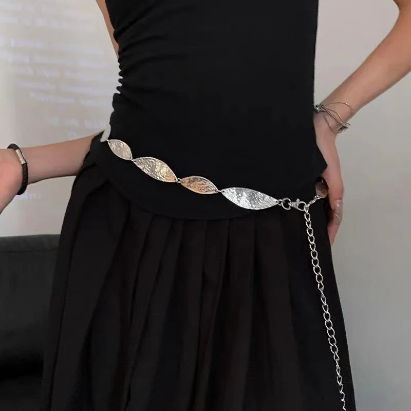 Silver Retro Waist Chain Belt Thin Metal Accessory - Smarsty