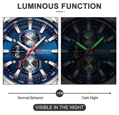 Luxury CURREN Quartz Men’s Watch Waterproof Sport Chronograph - Smarsty