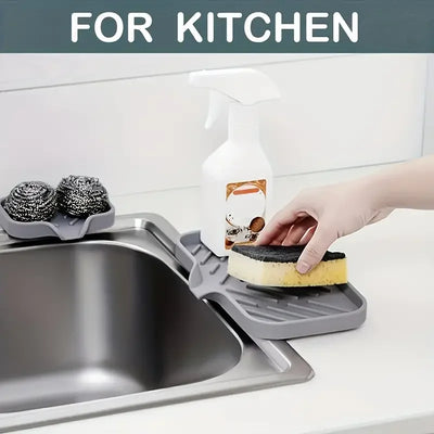 Sink Silicone Tray With drain Soap Sponge Storage Holder Countertop Sink Scrubber Brush Storage Rack Kitchen Organizer by Smarsty