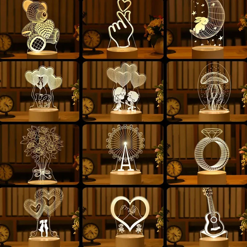 Romantic 3D Acrylic LED Night Light for Kids - Smarsty