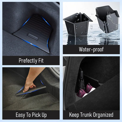 For Tesla Model Y Juniper Trunk Organizer Side Storage Box Boot Organizer Flocked TPE Mat Anti-dirty 2025 Car Travel Accessories - Smarsty