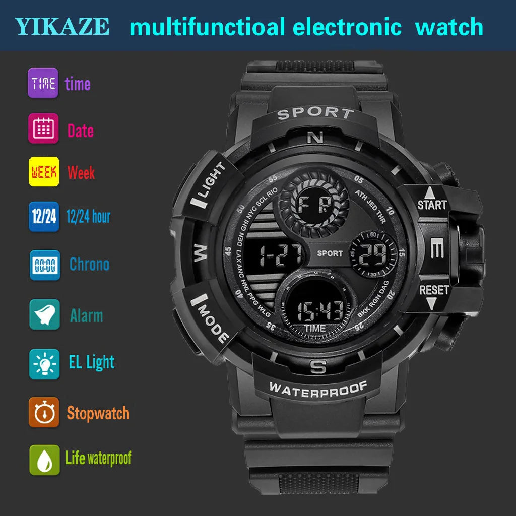 YIKAZE Waterproof Digital Sports Watch for Men - Smarsty