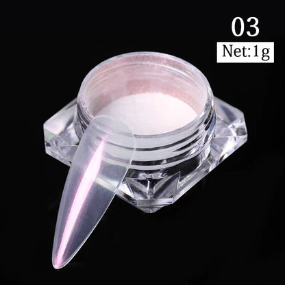 Aurora Pearl White Nail Glitter Powder for Stunning Designs - Smarsty