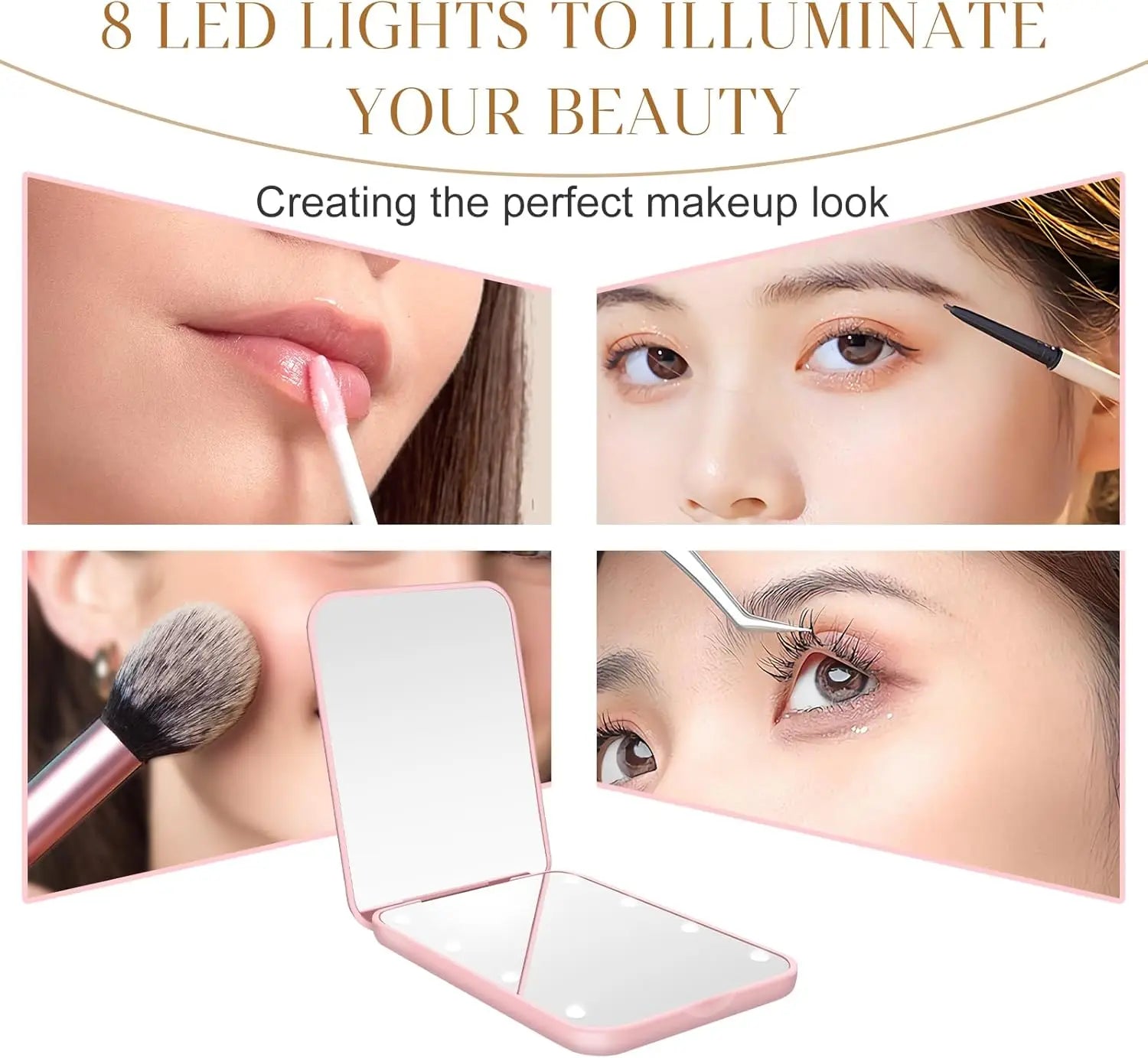 LED Compact Mirror 1X/2X Magnification for Travel - Smarsty