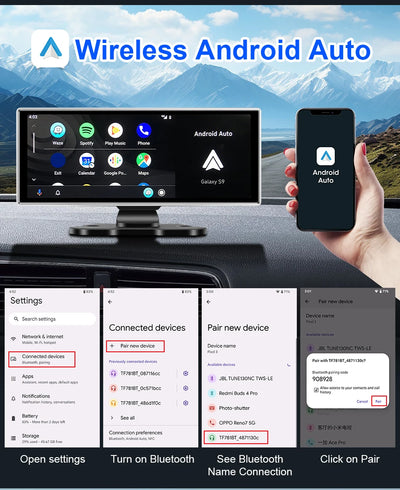 4K Dash Cam Dual Lens Car DVR With Wireless CarPlay - Smarsty