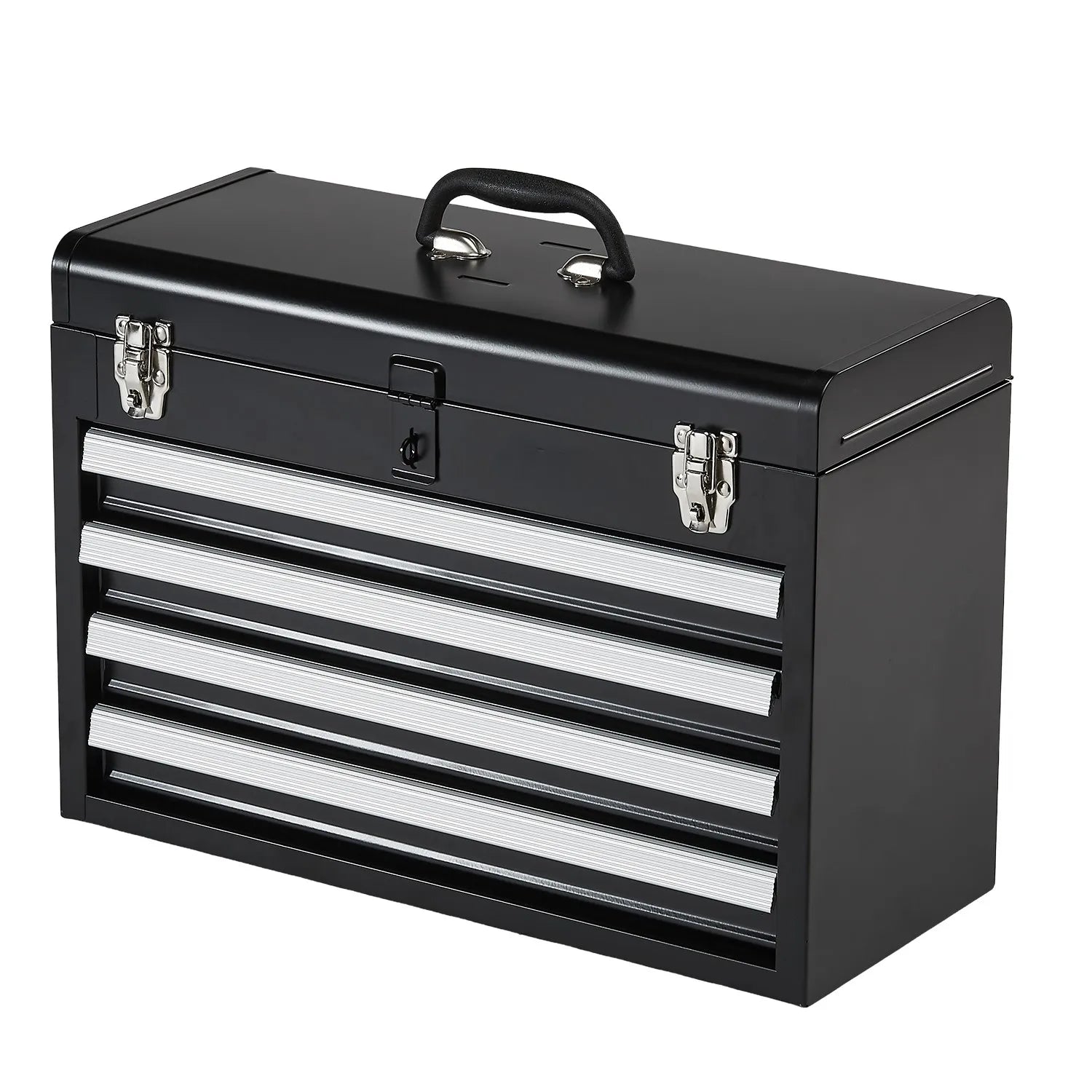 SucceBuy 20.5in Metal Tool Box Portable 4-Drawers Tool Chest with Drawers Locking Multi-Function Tool Organizer for Workshop