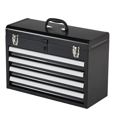 SucceBuy 20.5in Metal Tool Box Portable 4-Drawers Tool Chest with Drawers Locking Multi-Function Tool Organizer for Workshop