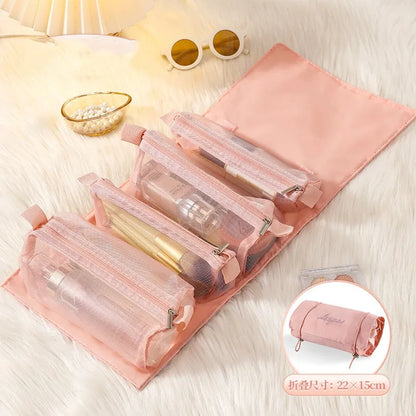 Detachable Cosmetic Bag Portable Large Capacity 4 in 1 Makeup Bags Portable Folding Travel Cosmetics Storage Toiletry Bag - Smarsty