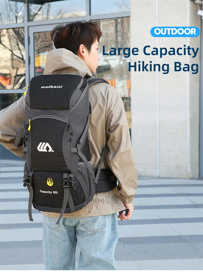 50L Travel Backpack Camping Men Large Hiking Bag Tourist Rucksack Waterproof Outdoor Sports Climbing Mountaineering Bag Luggage by Smarsty