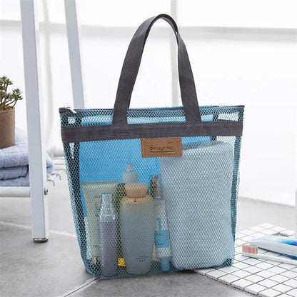 Mesh Makeup Toiletry Storage Bags Handbags Portable Travel Washing Body Shower Tools Organizer Hanging Cosmetic Organizer Pouch - Smarsty