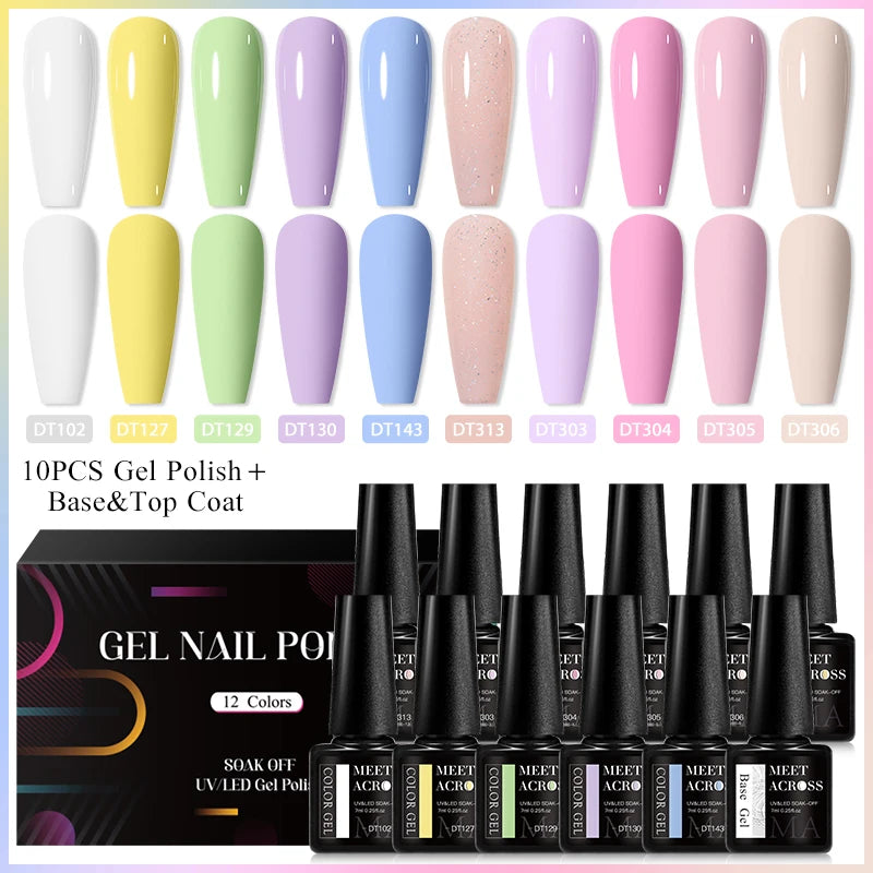 12Pcs Macaron Gel Nail Polish Set For Long Lasting Manicure - Smarsty