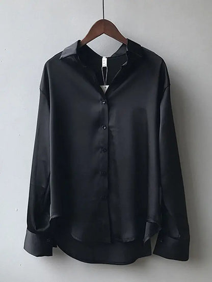 Autumn Fashion Button Up Shirt Spring Vintage Blouse Women White Lady Long Sleeves Female Loose Streetwear Shirts Design Tops - Smarsty