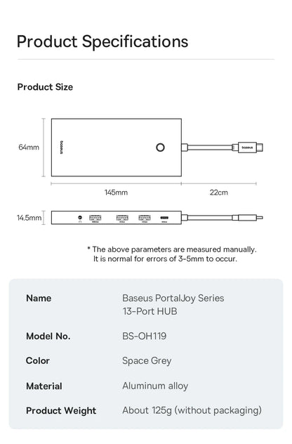 USB-C Hub 4K Ultra HDMI Multiport RJ45 VGA PD 100W