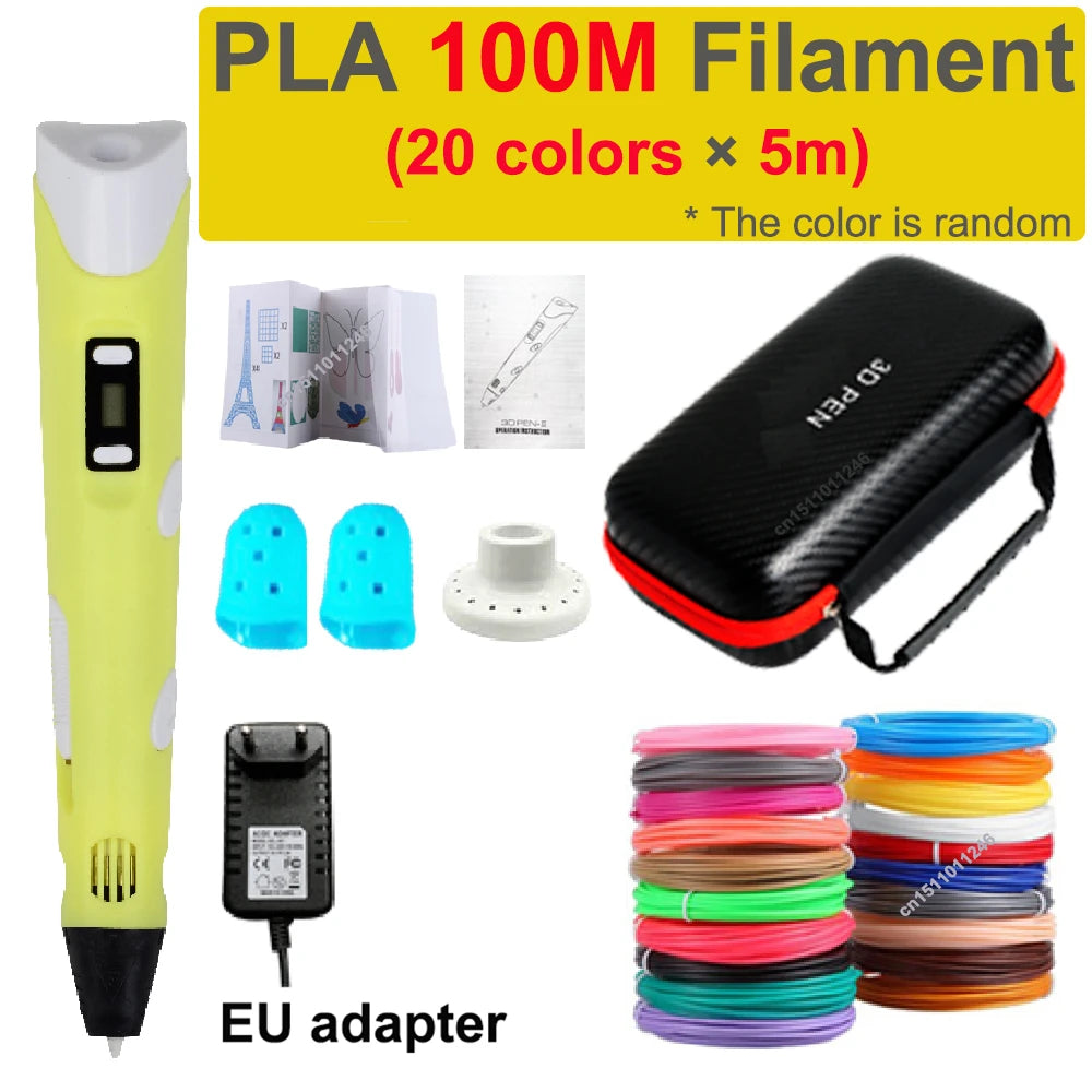 3D Pen 3d Printing Pen Children DIY Drawing Pens PLA Filament Birthday Christmas Boys Girls Gift For Kids With Travel Case - Smarsty