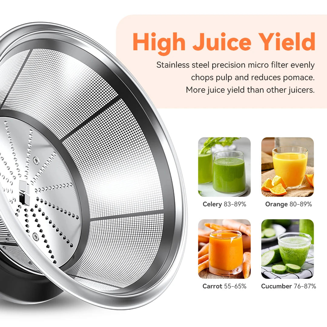 Sejoy Compact Fruits Juicer,Juice Extractor Machine Multiple Safety Features Operation Centrifugal Extractor Speed Adjustable