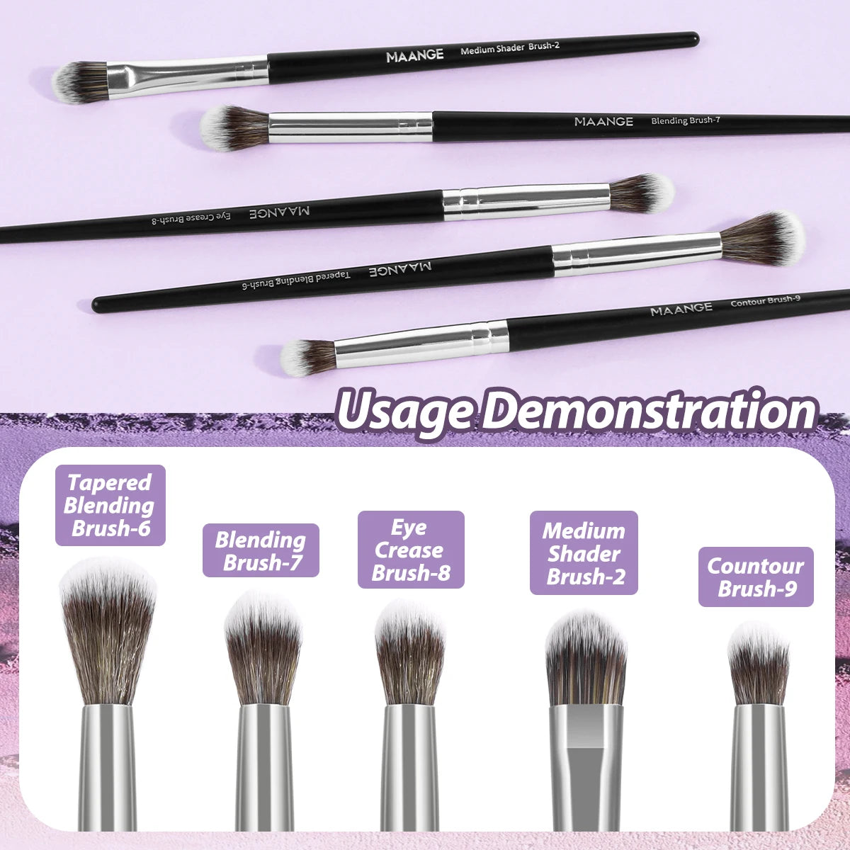 MAANGE 5 Piece Makeup Brush Set for Flawless Application - Smarsty