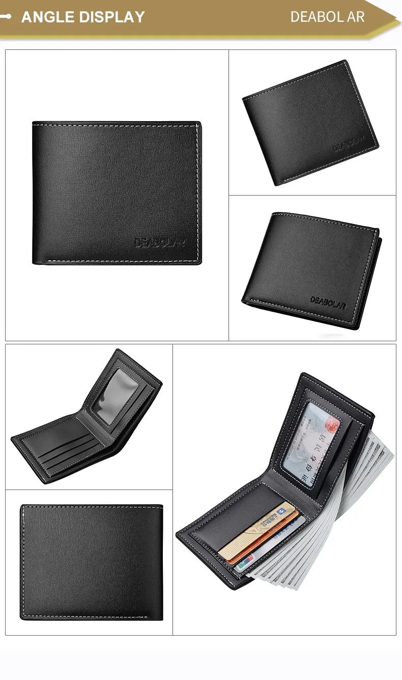 Pu Leather Men Short Wallet Thin Style Folding Young Men Credit Card Holder Wallet - Smarsty