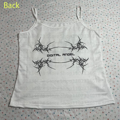 Y2k Style Aesthetic Sweet Sexy Tank Tops Women Sleeveless Casual Cartoon Print Tanks Harajuku All Match Cropped Grunge Emo Girls - Smarsty